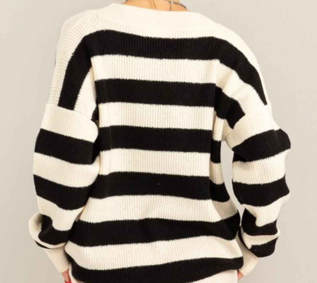 Black and White Oversized Sweater